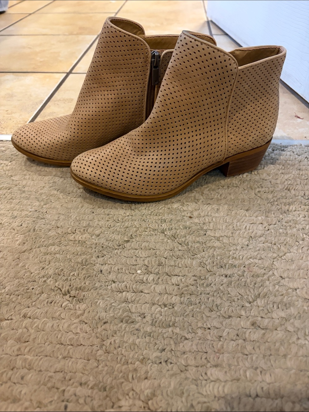 Lucky Brand Beige Perforated Ankle Boot with Side Zip - Women - Picture 2 of 11